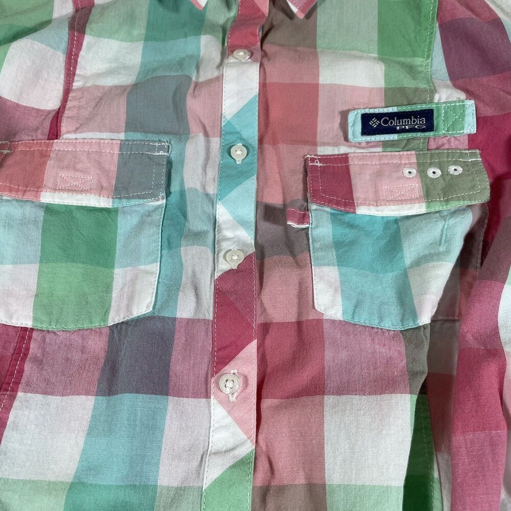 Womens Columbia PFG Super Bonehead Dress Size Small Plaid Tie - Picture 7 of 13